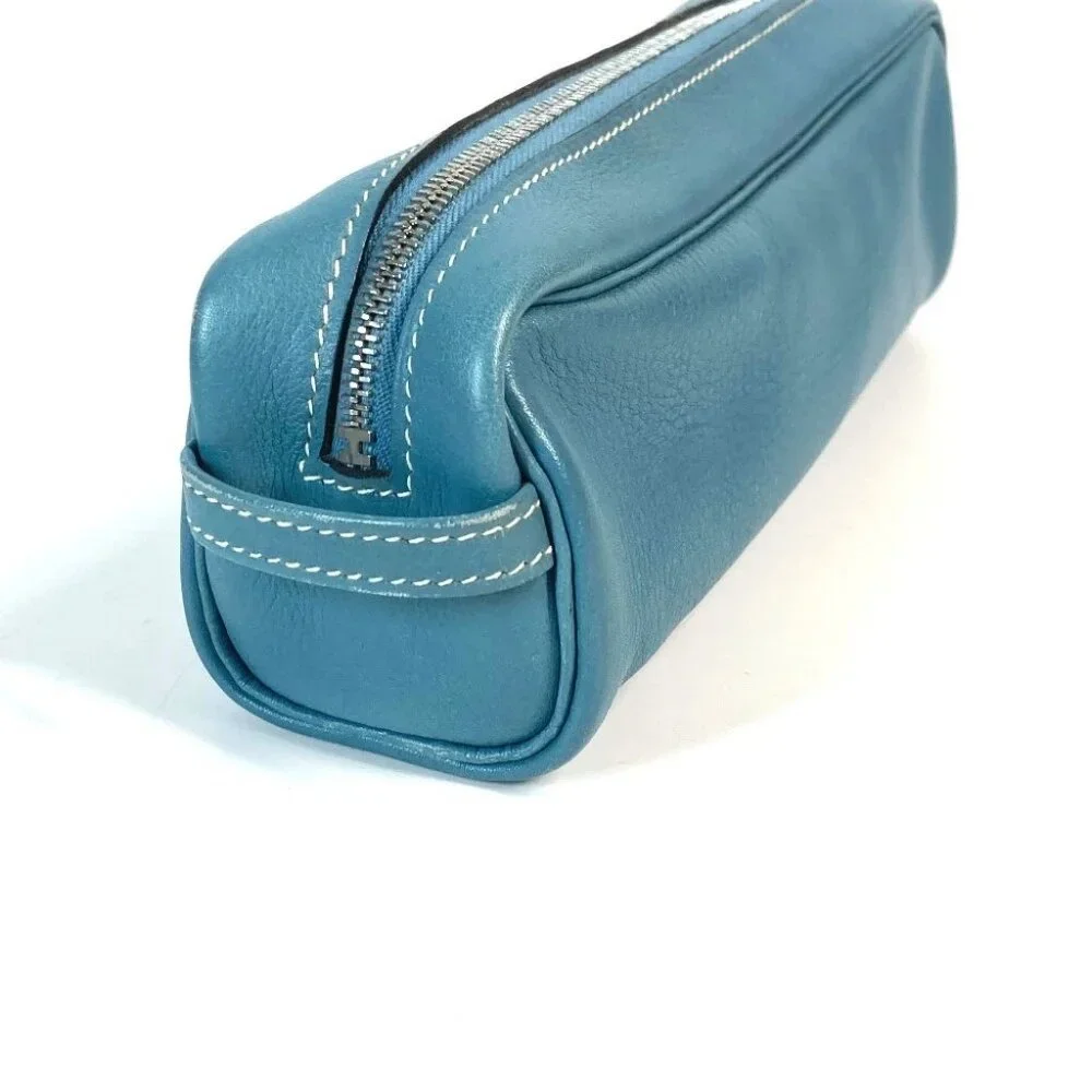 HERMES pencil case stationery pouch pencil case Leather blue - Picture 6 of 14